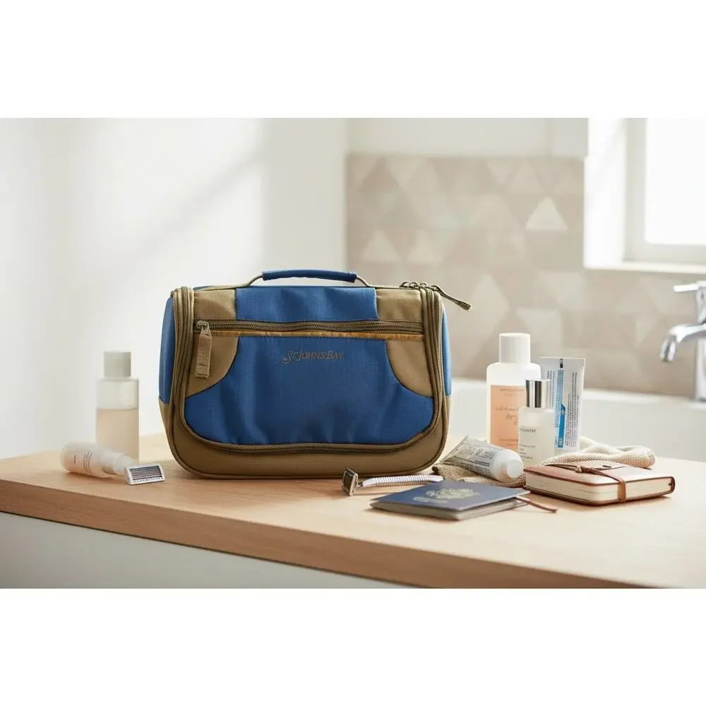 St. John's Bay Blue Makeup Toiletry Cosmetic Bag Zip-Up 11x9x4 NWT